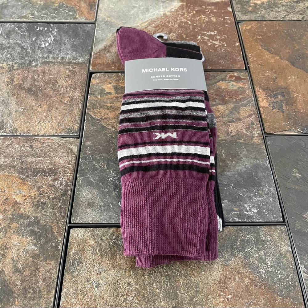NWT Michael Kors Combed Cotton Socks 3PK Sz 7-12
